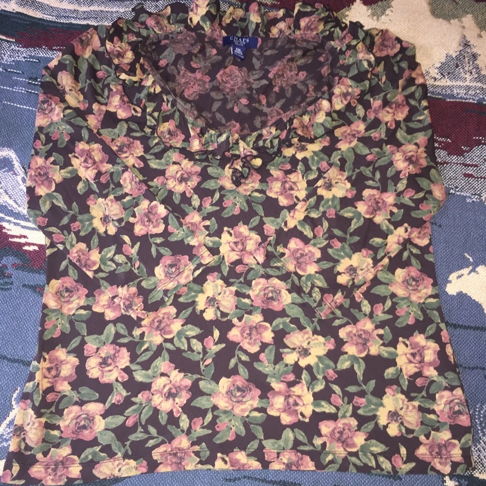 Chaps Ralph Lauren Petite ruffle blouse nwot